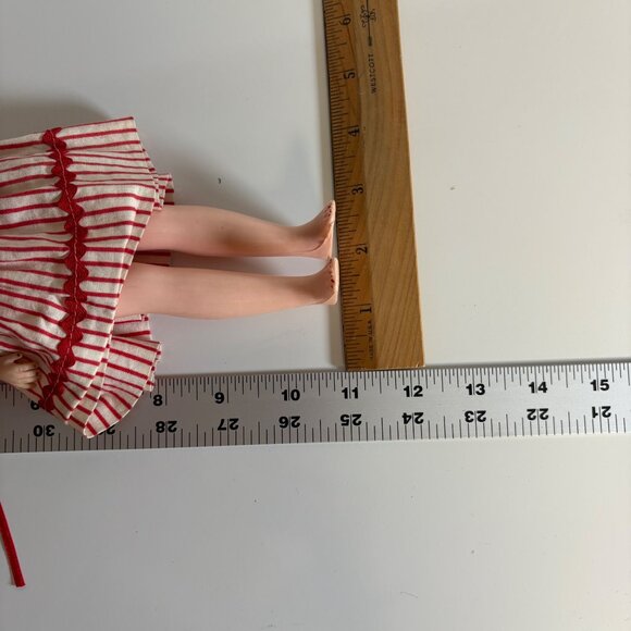 Vogue 1968 Doll Red White Striped Dress Vintage Sleepy Eyes Brown Hair - Picture 5 of 6